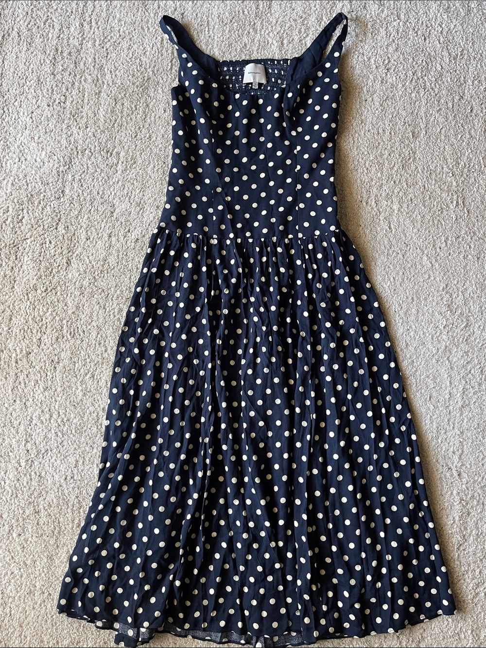 Reformation Bellarosa Polka Dot Midi Dress in Orion Dot Blue White Size 6 - Picture 4 of 7
